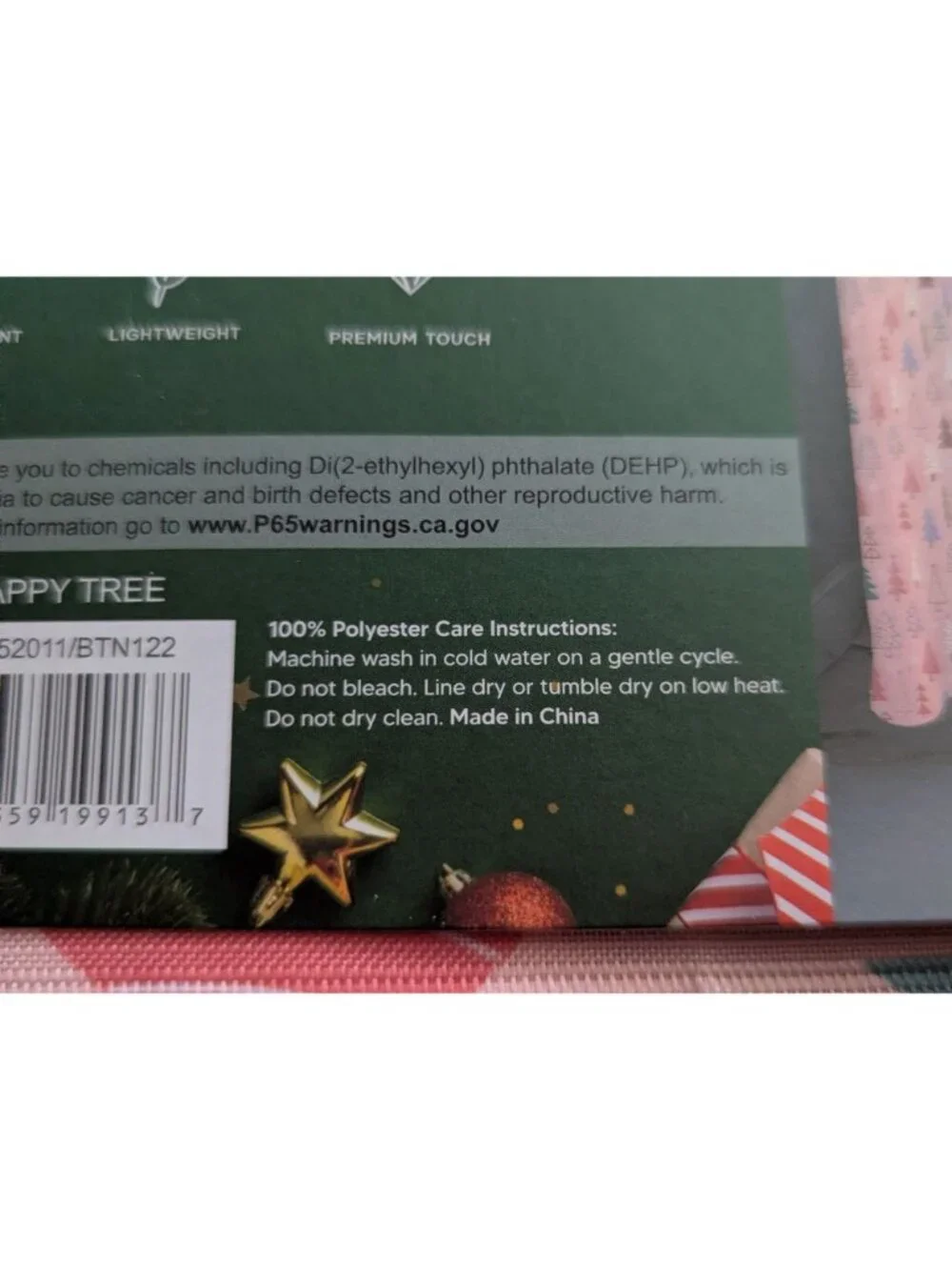 Sparkle & Spruce Festive Shower Curtain 70x72 Inches Pink Christmas Tree Pattern
